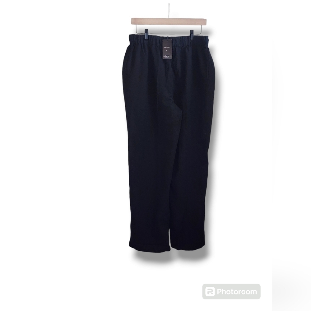 Chartou Cotton Pants Black With Pockets Comfortable Lightweight Comfort Size L - Picture 2 of 8